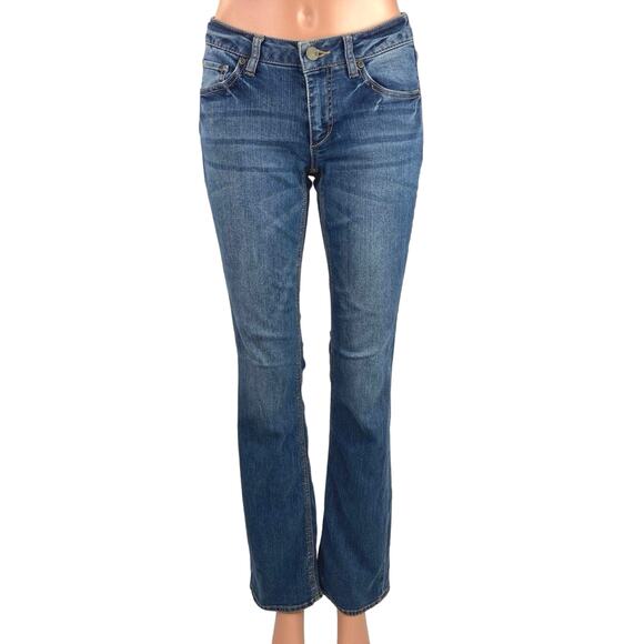 NY&C Blue Curvy Bootcut Low Rise Medium Wash Stretch Ankle Pocket Denim Jeans 0 - Picture 1 of 6